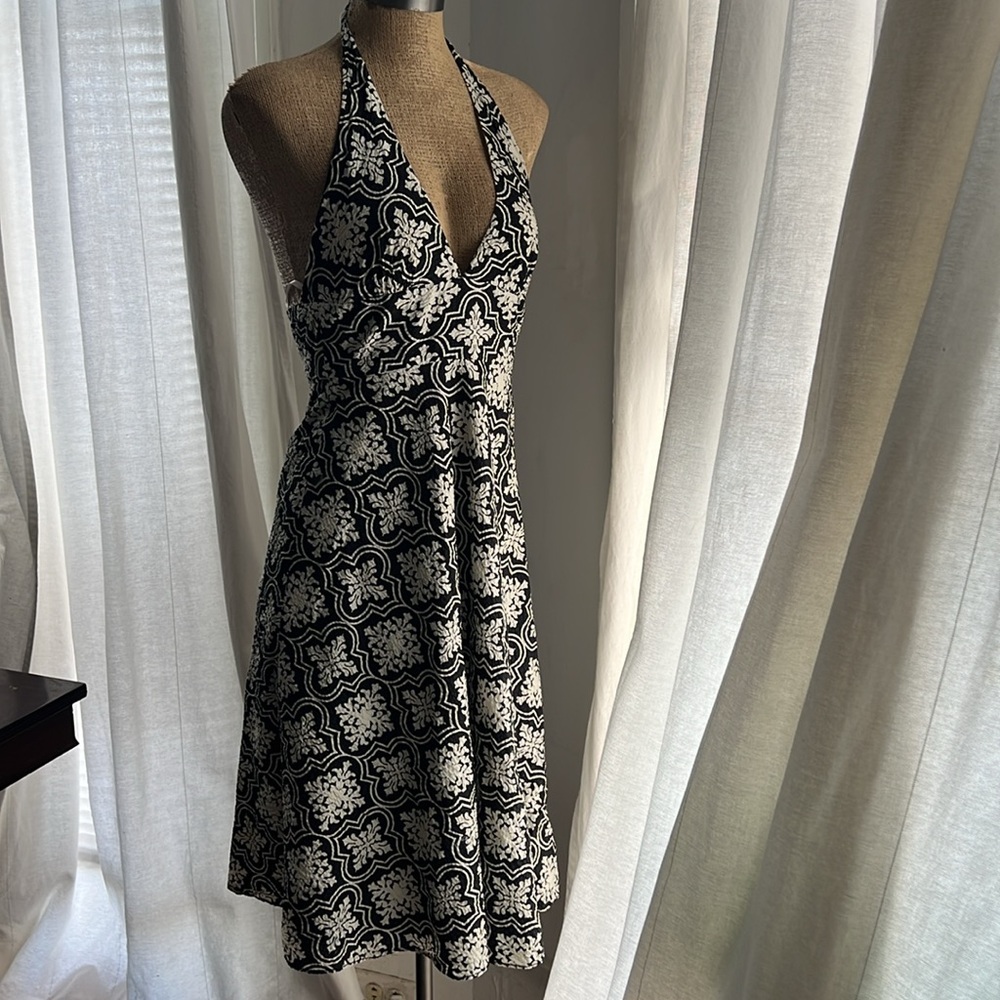 Vintage black and white halter tea dress